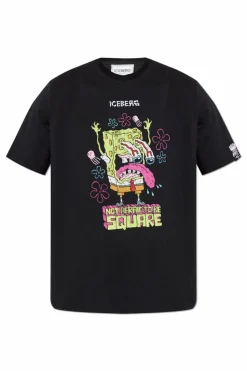 Iceberg CZARNY T-shirt z nadrukiem