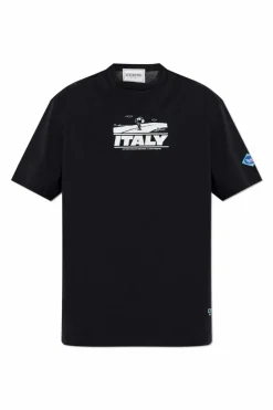 Iceberg CZARNY T-shirt z nadrukiem