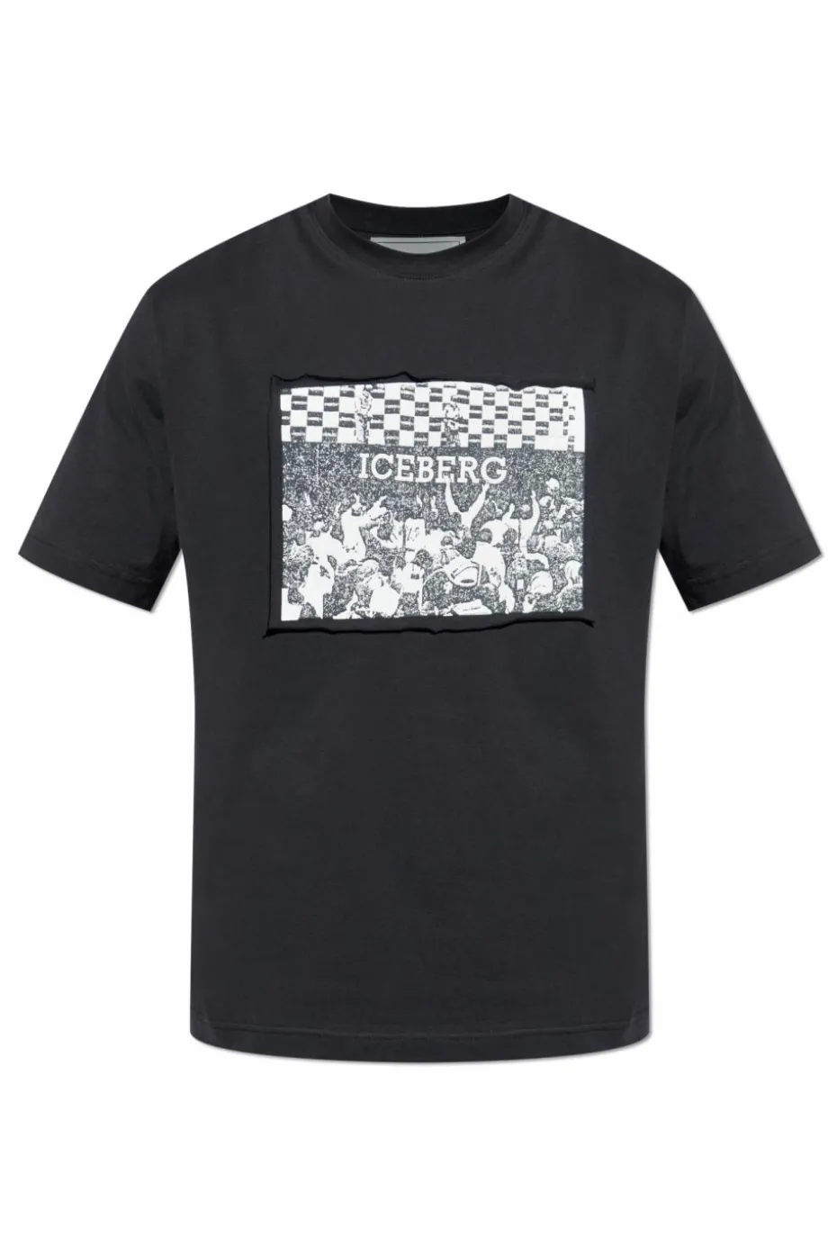Iceberg CZARNY T-shirt z nadrukiem