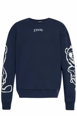 Iceberg GRANATOWY Bluza z wyszytym logo