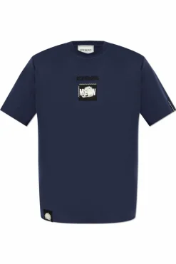 Iceberg GRANATOWY T-shirt z naszywkami