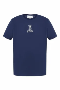 Iceberg GRANATOWY T-shirt z nadrukiem