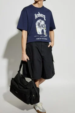 Iceberg GRANATOWY T-shirt z nadrukiem