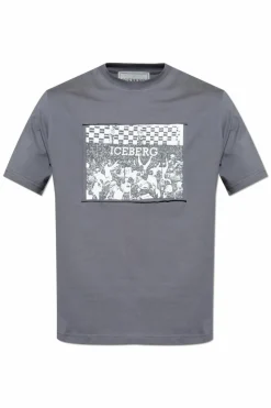 Iceberg SZARY T-shirt z logo