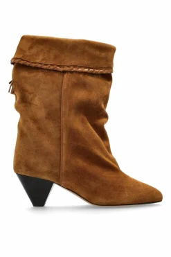 Isabel Marant BRĄZOWY Zamszowe botki na obcasie `Dalby`