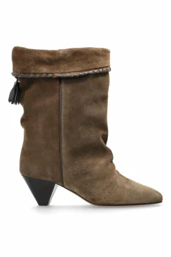 Isabel Marant ZIELONY Zamszowe botki na obcasie `Dalby`