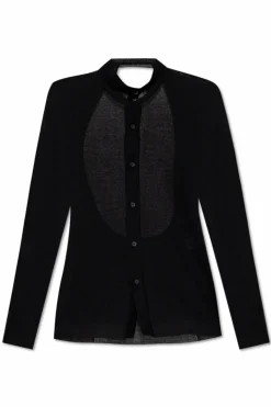 Issey Miyake CZARNY Kardigan z wycięciem