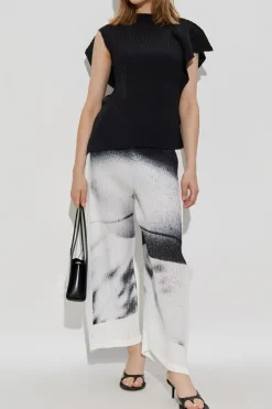 Issey Miyake CZARNY Plisowany top