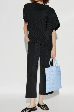 Issey Miyake CZARNY Plisowany top