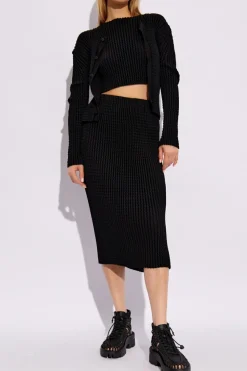Issey Miyake CZARNY Plisowany kardigan