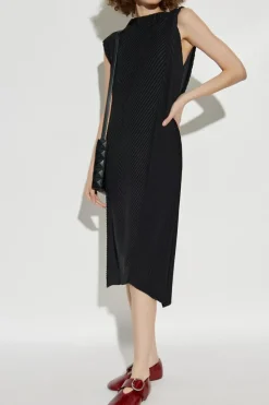Issey Miyake CZARNY Plisowana sukienka
