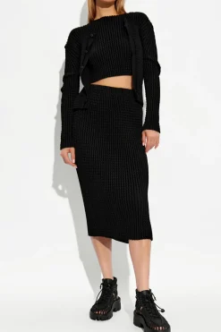 Issey Miyake CZARNY Plisowana spódnica
