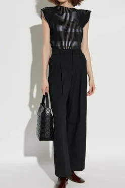 Issey Miyake CZARNY Spodnie z zaszewkami