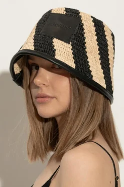 Jacquemus beżowy Pleciony kapelusz