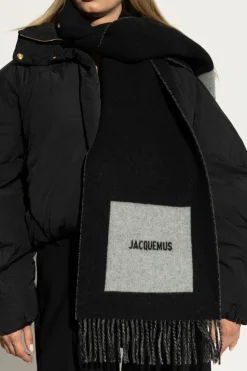 Jacquemus CZARNY Wełniany szal z logo