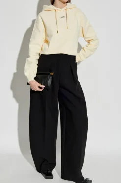 Jacquemus kremowy Bluza z kapturem