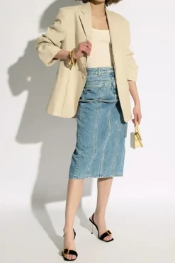 Jacquemus kremowy Prążkowany top bez rękawów