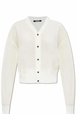 Jacquemus kremowy Wełniany kardigan