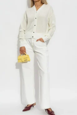 Jacquemus kremowy Wełniany kardigan