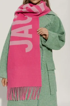 Jacquemus RÓŻOWY Wełniany szal z logo