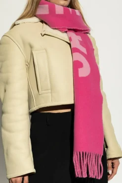 Jacquemus RÓŻOWY Wełniany szal z logo