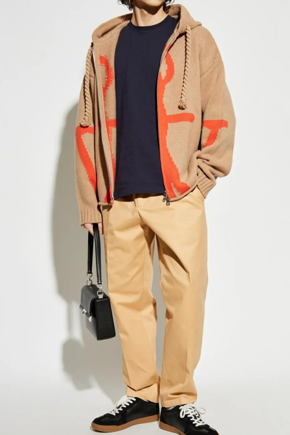 JIL SANDER beżowy Bawełniane spodnie