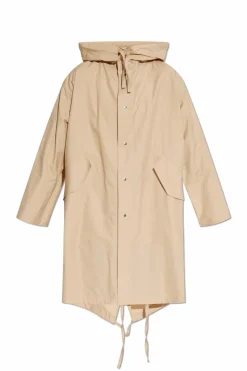 JIL SANDER beżowy Bawełniana parka z kapturem