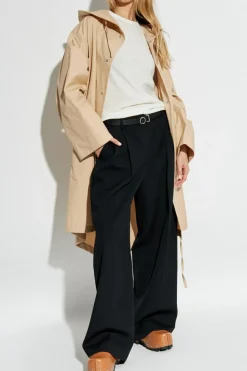 JIL SANDER beżowy Bawełniana parka z kapturem