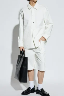 JIL SANDER BIAŁY Bermudy z logo