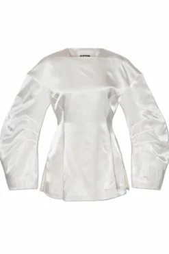 JIL SANDER BIAŁY Połyskujący top