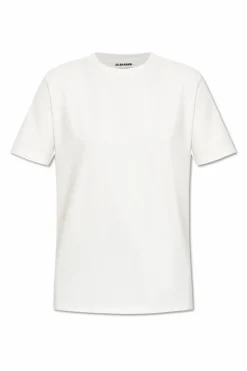 JIL SANDER+ BIAŁY T-shirt z naszywką z logo