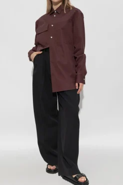 JIL SANDER BORDO Koszula z kieszenią
