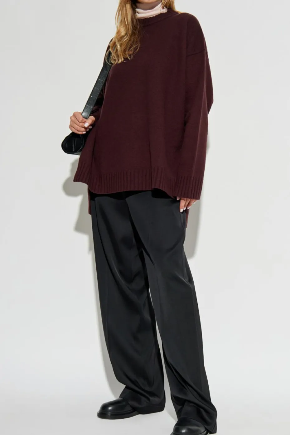 JIL SANDER BORDO Wełniany sweter