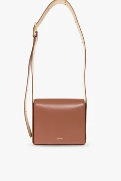 JIL SANDER BRĄZOWY Skórzana torba na ramię