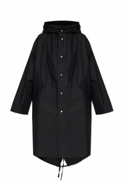 JIL SANDER CZARNY Bawełniana parka z kapturem