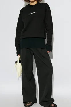 JIL SANDER+ CZARNY Bluza z nadrukowanym logo