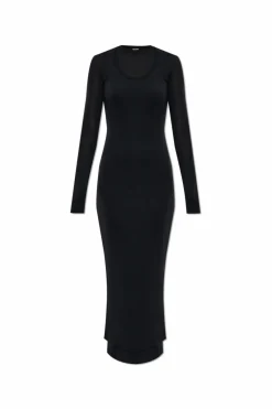 JIL SANDER+ CZARNY Dwuwarstwowa sukienka