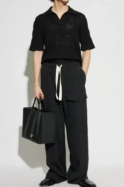 JIL SANDER CZARNY Dzianinowe polo