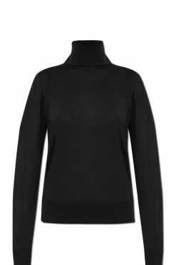 JIL SANDER CZARNY Golf z wełnianym wykończeniem