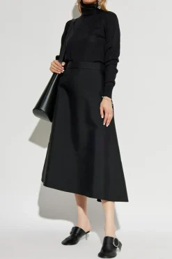JIL SANDER CZARNY Golf z wełnianym wykończeniem