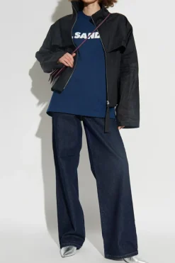 JIL SANDER CZARNY Kurtka ze stójką