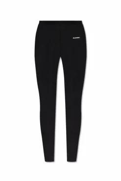 JIL SANDER+ CZARNY Legginsy z wełnianym wykończeniem