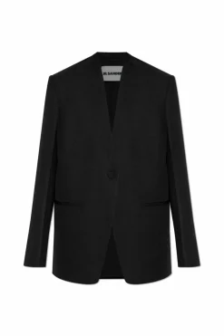 JIL SANDER CZARNY Marynarka z jedwabnym wykończeniem