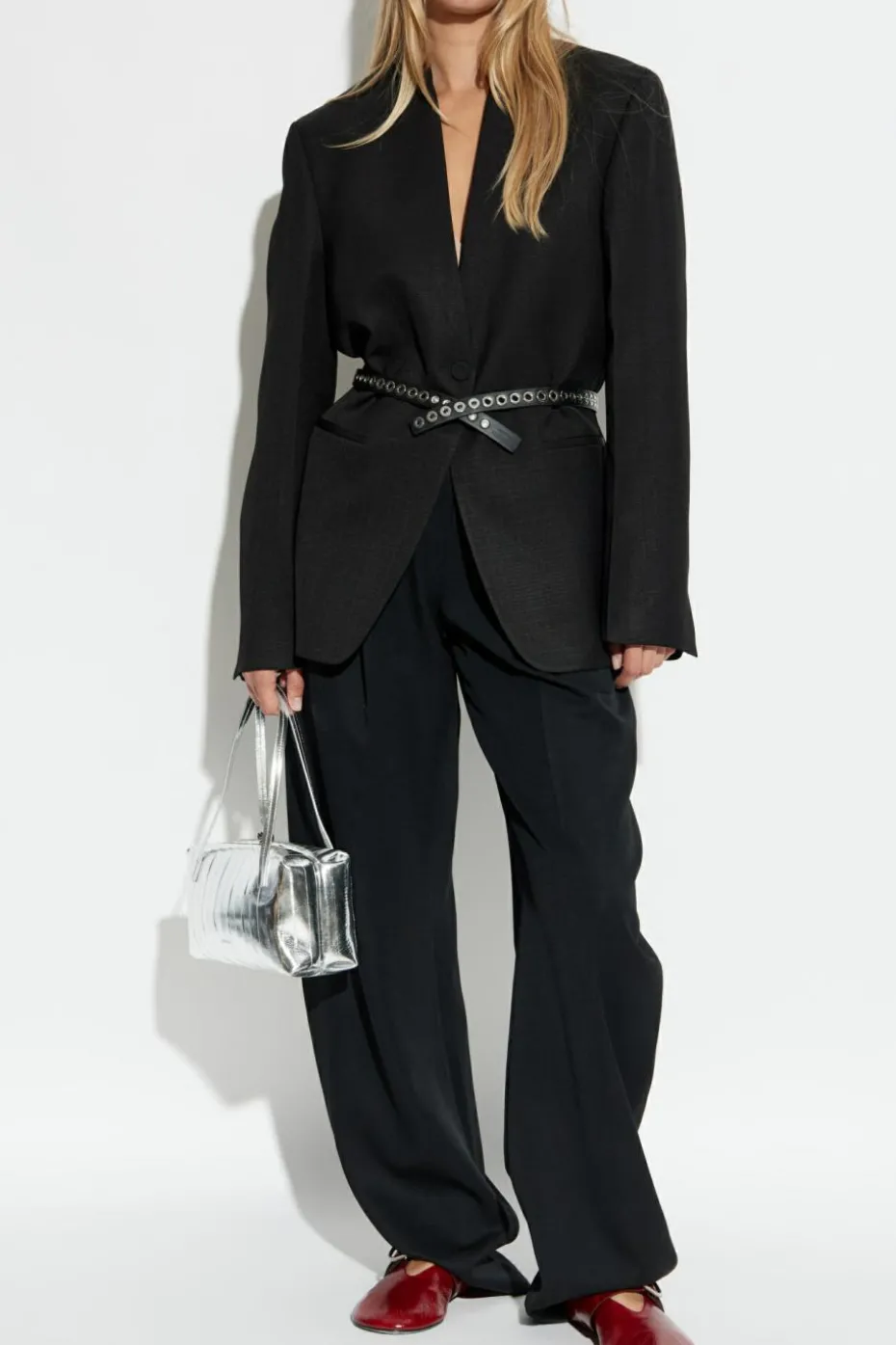 JIL SANDER CZARNY Marynarka z jedwabnym wykończeniem