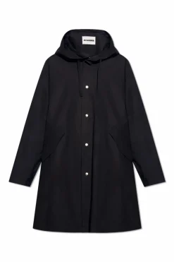 JIL SANDER CZARNY Płaszcz z logo