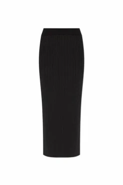 JIL SANDER CZARNY Prążkowana spódnica