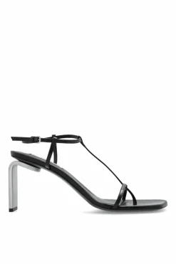 JIL SANDER CZARNY Sandały na metalowym obcasie