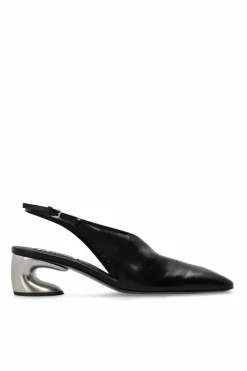JIL SANDER CZARNY Skórzane buty na obcasie