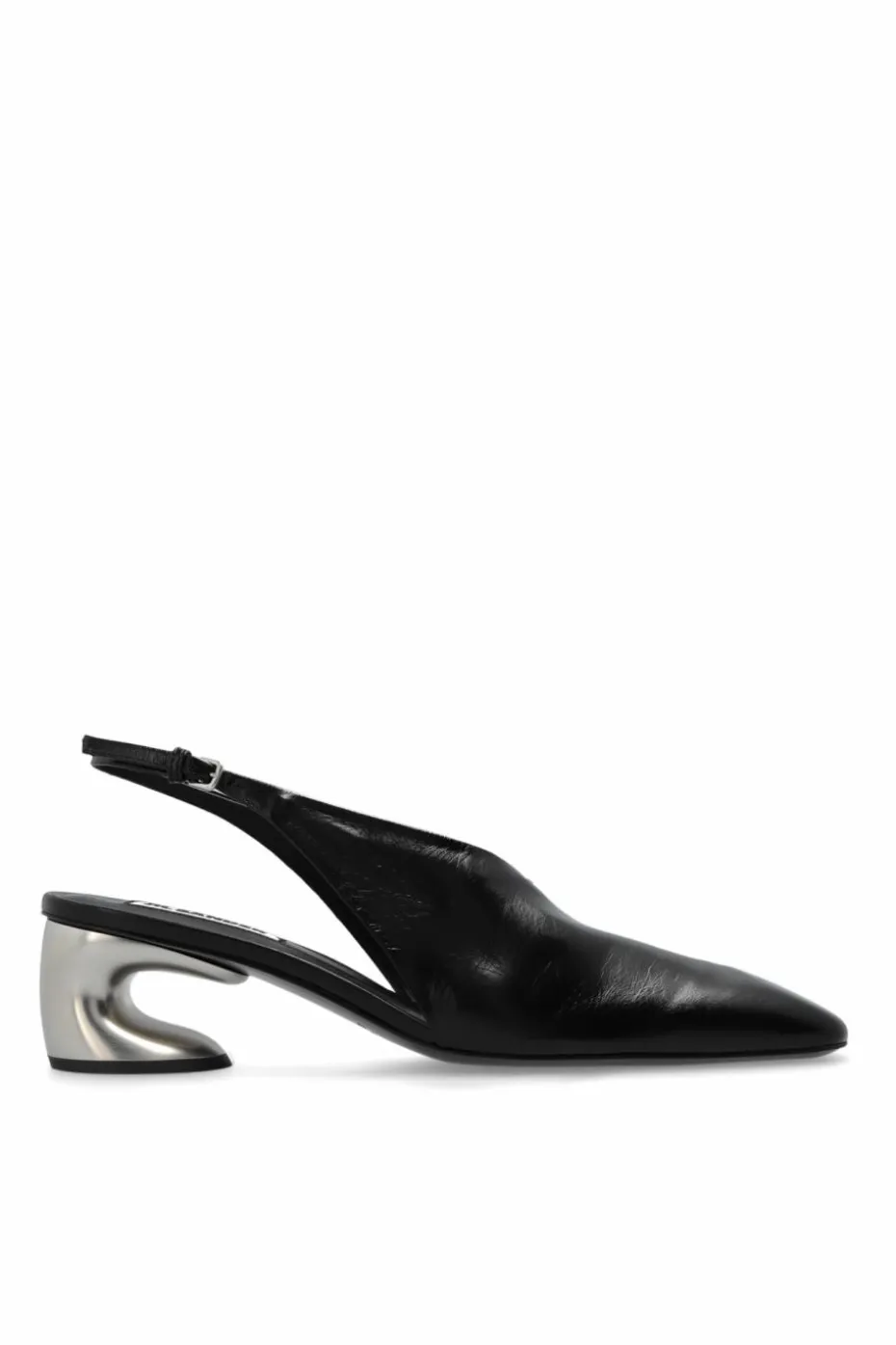 JIL SANDER CZARNY Skórzane buty na obcasie