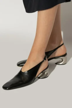 JIL SANDER CZARNY Skórzane buty na obcasie